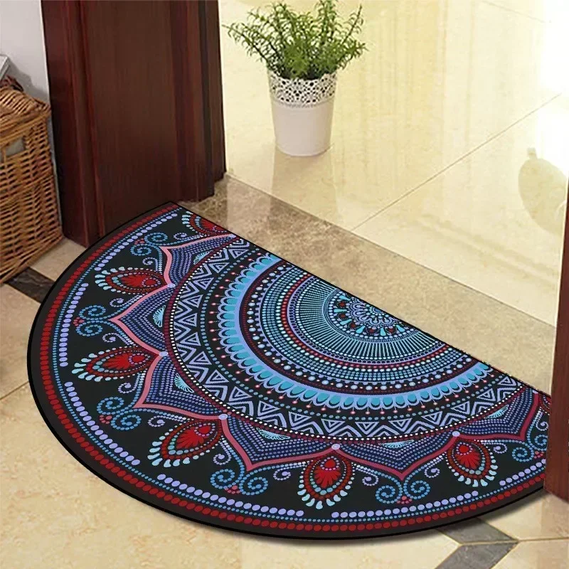 European Style Semi-Circular Retro Door Rug for Living Room Decor