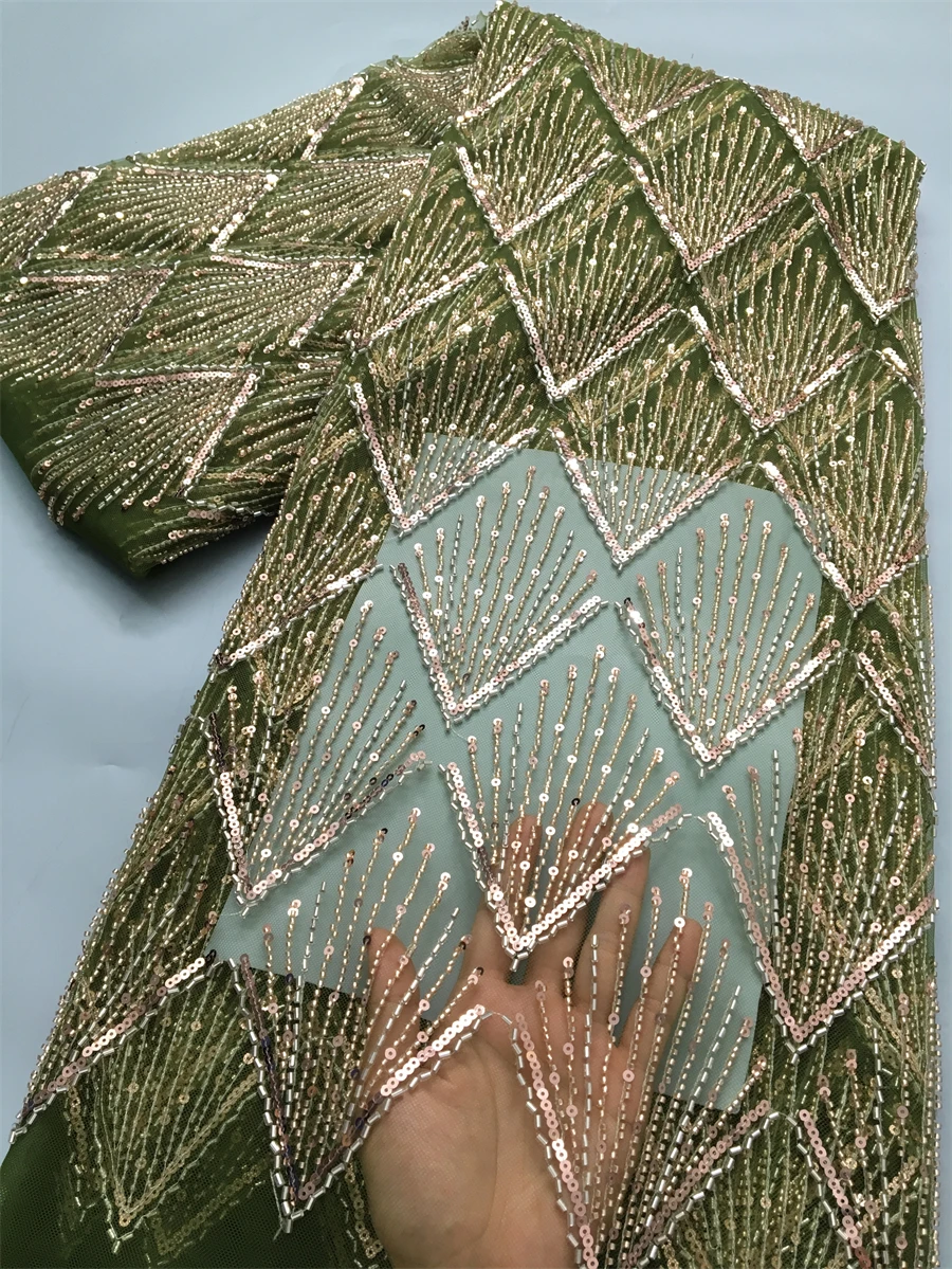 Glamorous 2025 Nigerian Lace Fabric with Rhinestones for Stunning Evening Dresse