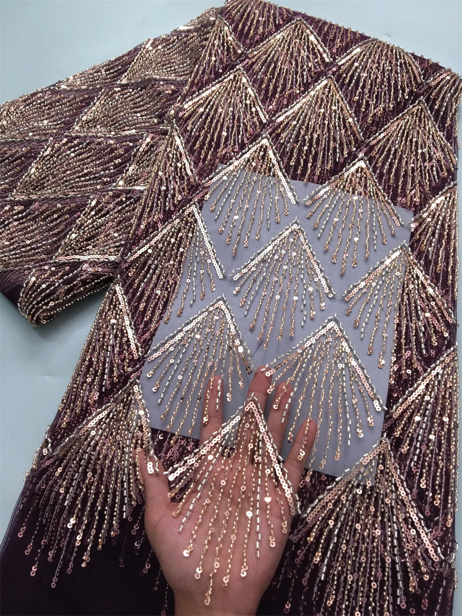 Glamorous 2025 Nigerian Lace Fabric with Rhinestones for Stunning Evening Dresse