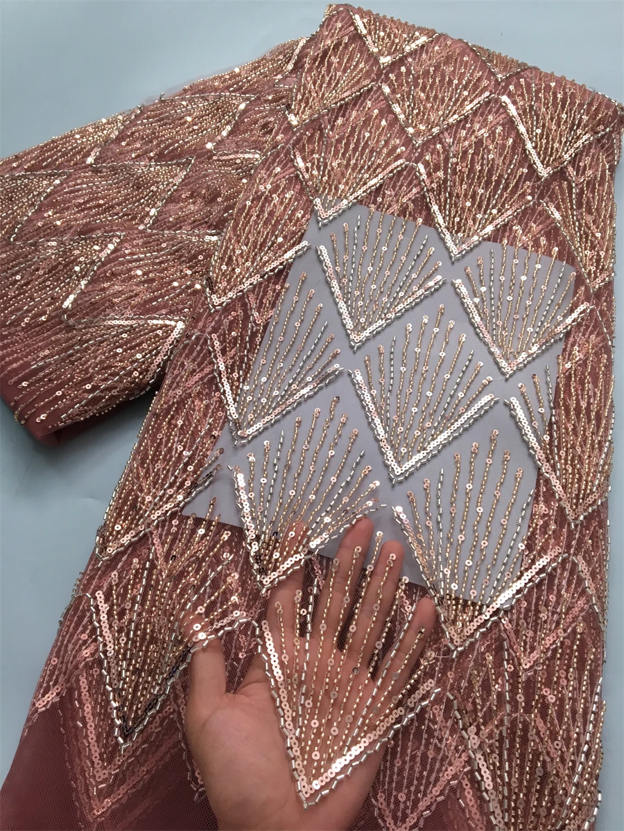 Glamorous 2025 Nigerian Lace Fabric with Rhinestones for Stunning Evening Dresse