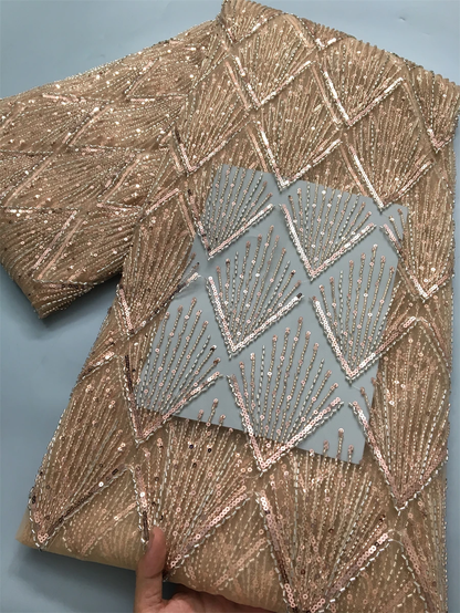 Glamorous 2025 Nigerian Lace Fabric with Rhinestones for Stunning Evening Dresse