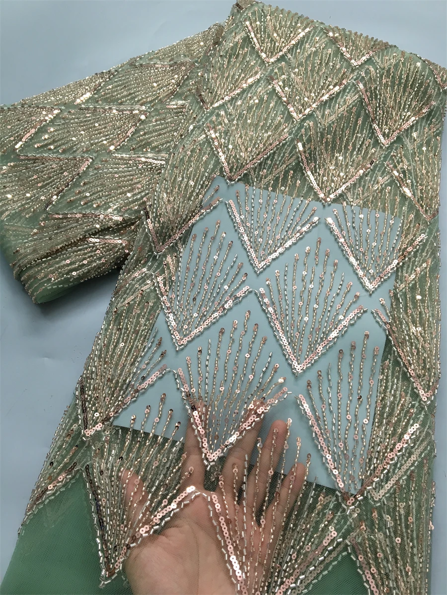 Glamorous 2025 Nigerian Lace Fabric with Rhinestones for Stunning Evening Dresse