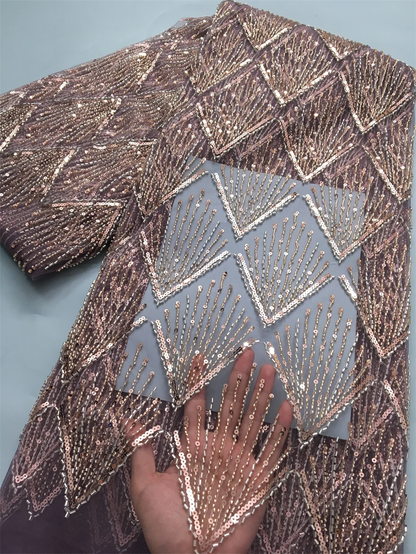 Glamorous 2025 Nigerian Lace Fabric with Rhinestones for Stunning Evening Dresse