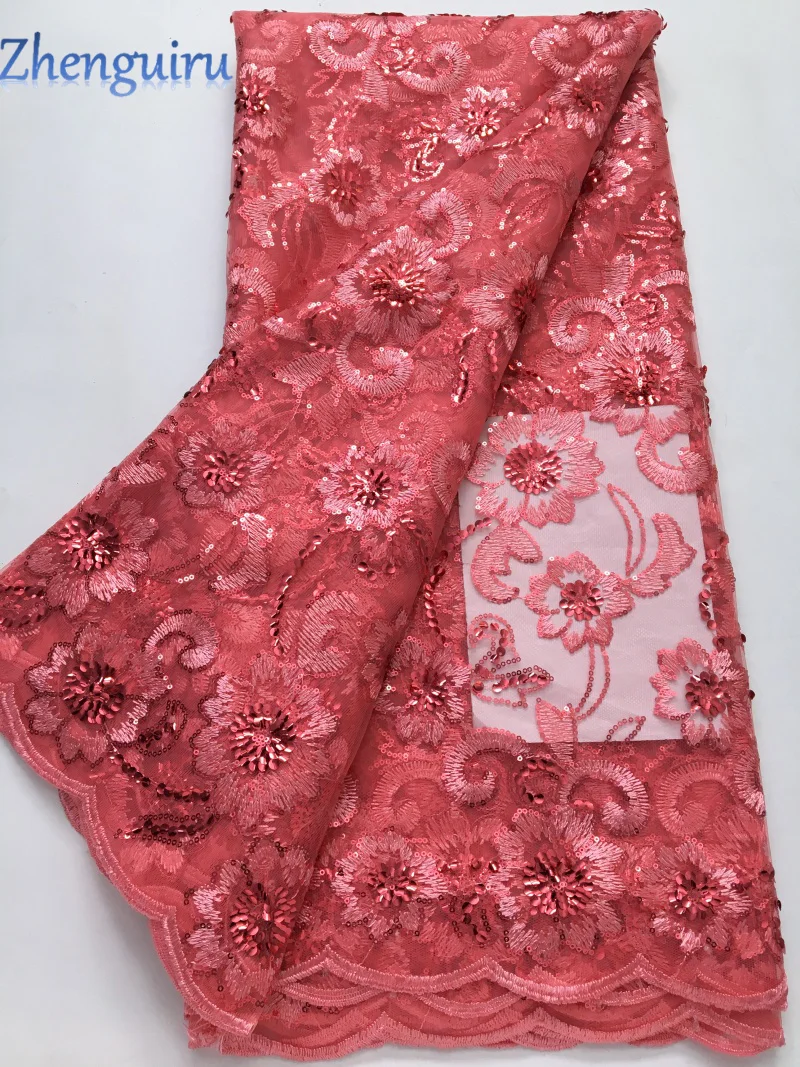 2025 African Sequins Mesh Lace Fabric High Quality Embroidered French Tulle Lace