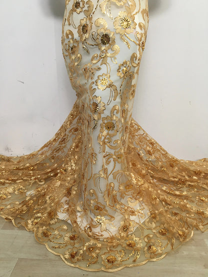 2025 African Sequins Mesh Lace Fabric High Quality Embroidered French Tulle Lace