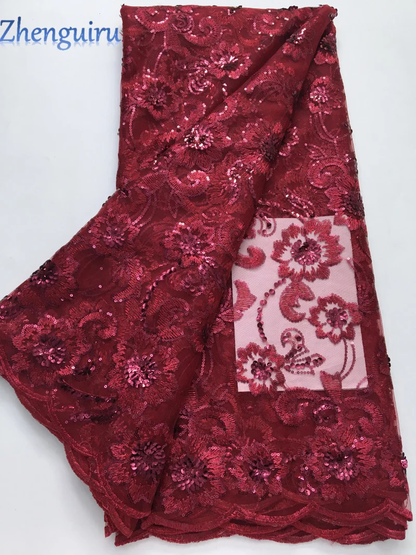 2025 African Sequins Mesh Lace Fabric High Quality Embroidered French Tulle Lace