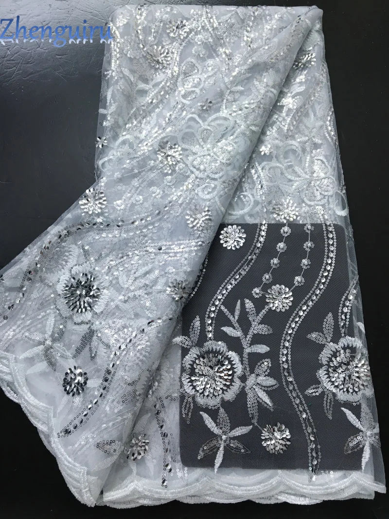 2025 African Sequins Mesh Lace Fabric High Quality Embroidered French Tulle Lace