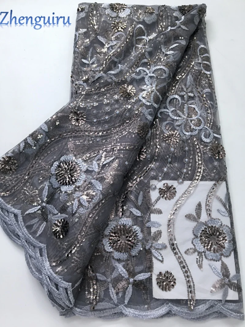 2025 African Sequins Mesh Lace Fabric High Quality Embroidered French Tulle Lace