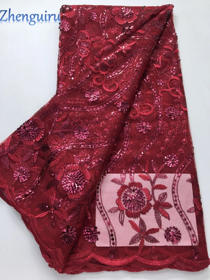 2025 African Sequins Mesh Lace Fabric High Quality Embroidered French Tulle Lace