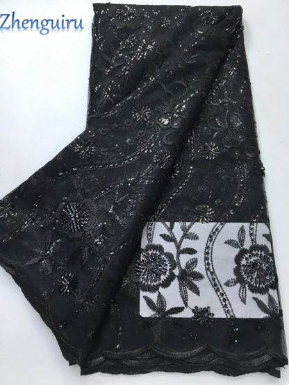 2025 African Sequins Mesh Lace Fabric High Quality Embroidered French Tulle Lace