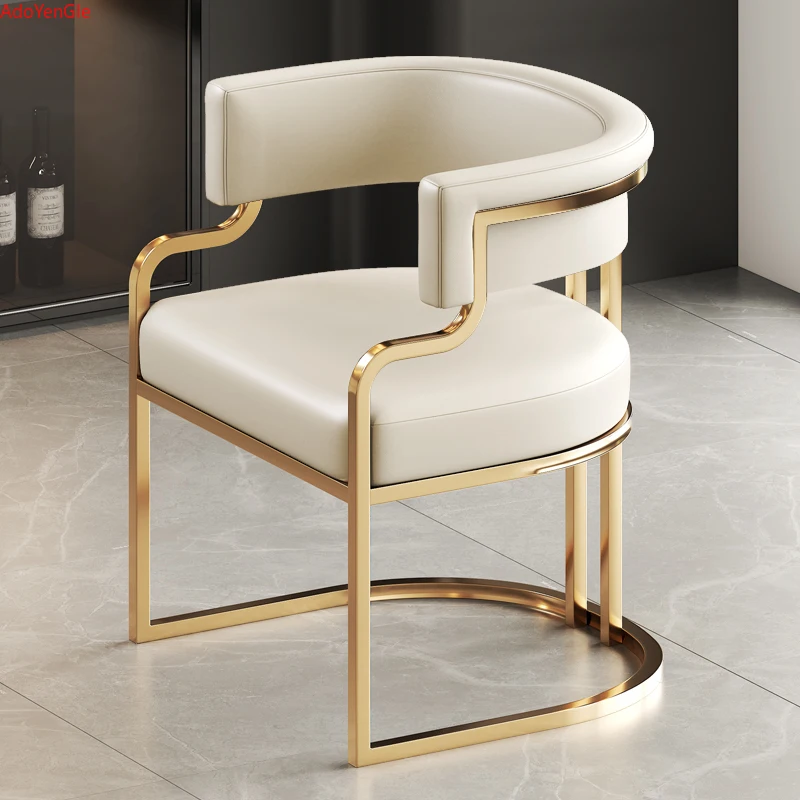 Beige Designer Dining Chairs with Gold Legs for Luxury Indoor Spaces