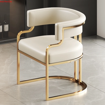 Beige Designer Dining Chairs with Gold Legs for Luxury Indoor Spaces