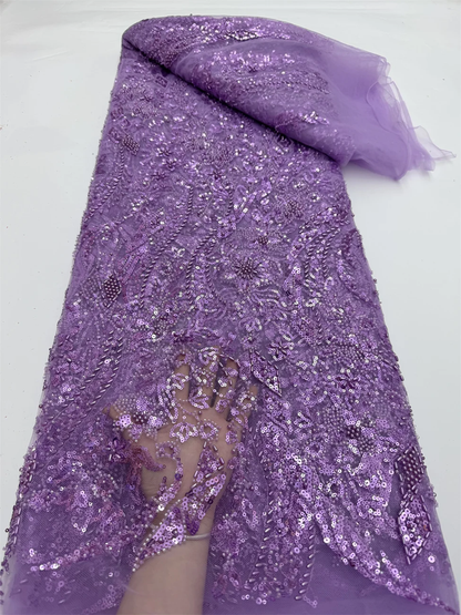 Premium African Beaded French Lace Fabric for Wedding Dresses 2025