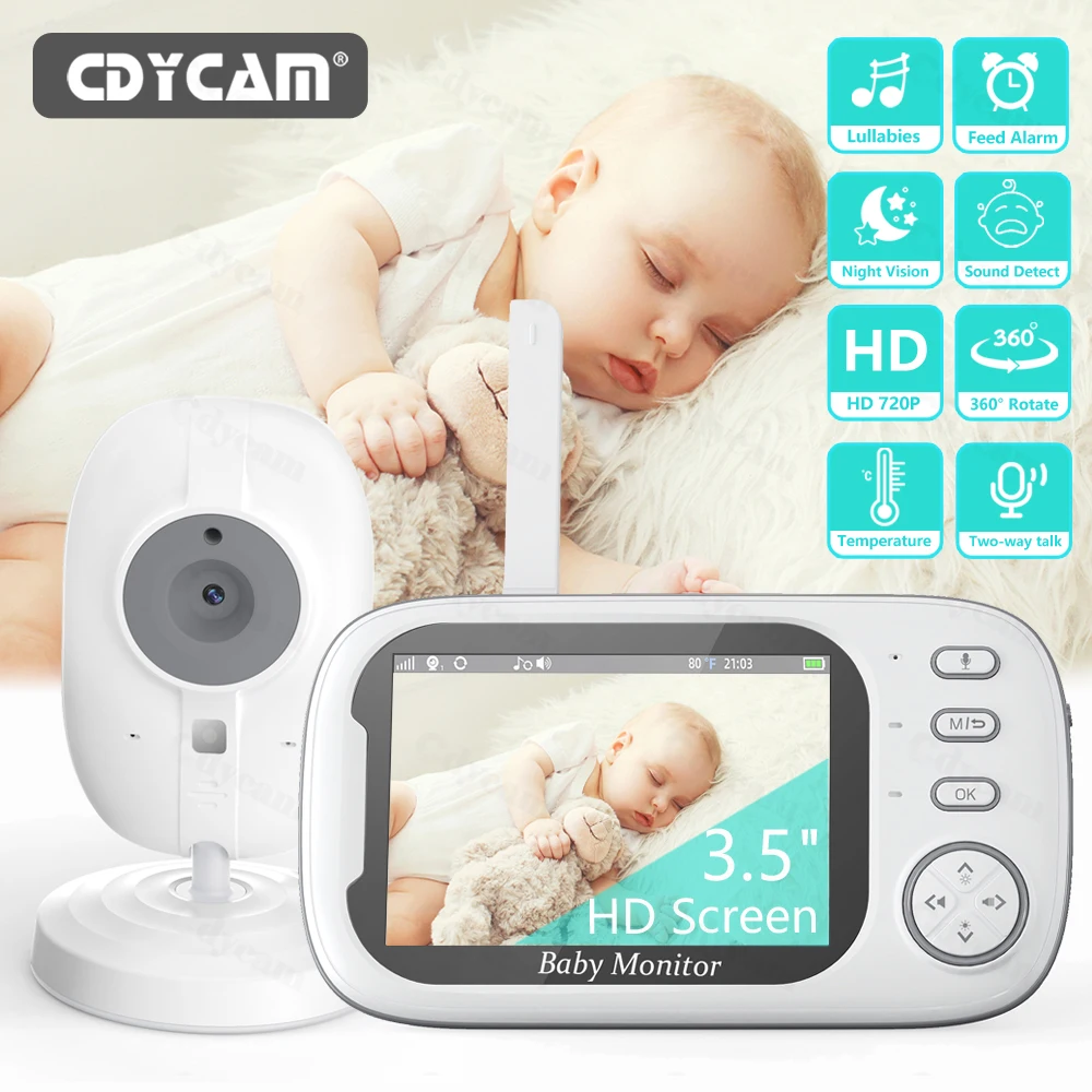 New 3.5 Inch Wireless Video Baby Monitor Night Vision Temperature Monitoring 2 W