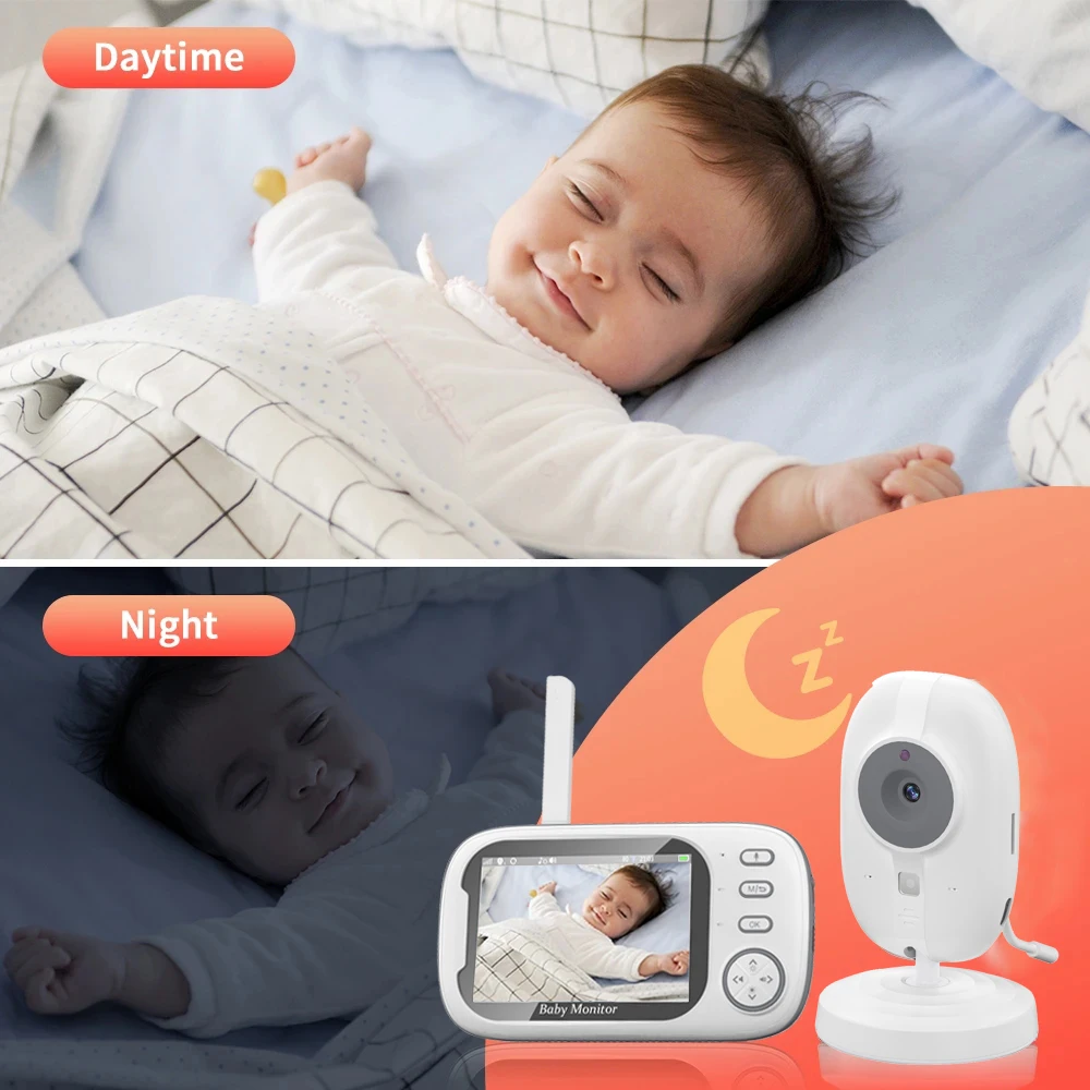 New 3.5 Inch Wireless Video Baby Monitor Night Vision Temperature Monitoring 2 W