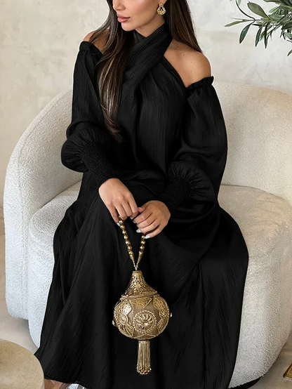 Modigirl Elegant Plus Size Maxi Dress with Puff Sleeves for Women 2025