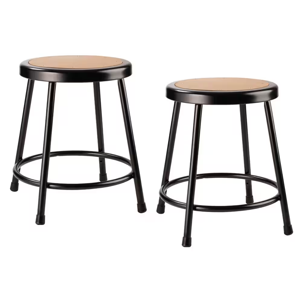 18 In. Black Heavy-Duty Steel Stool (2-Pack)