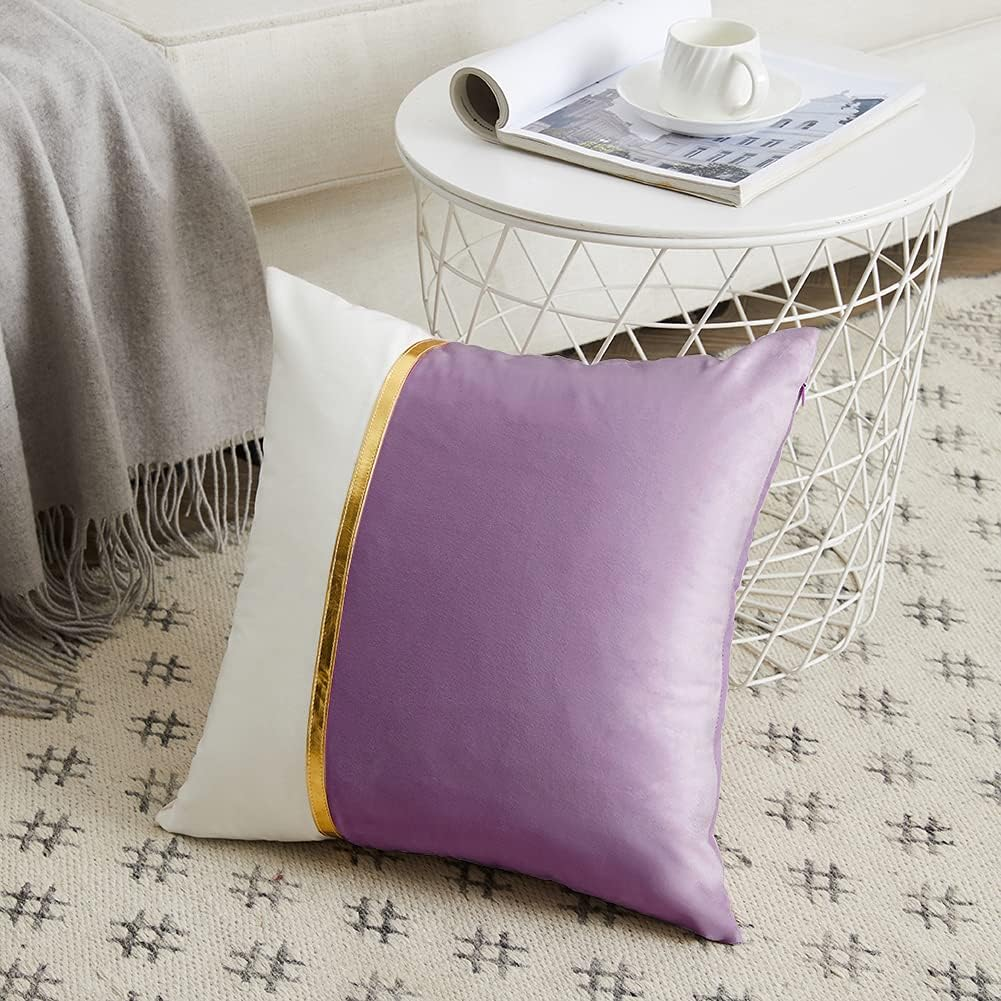 2 Packs Decorative Throw Pillow Covers 18X18 Inch for Living Room Couch Bed, Pur