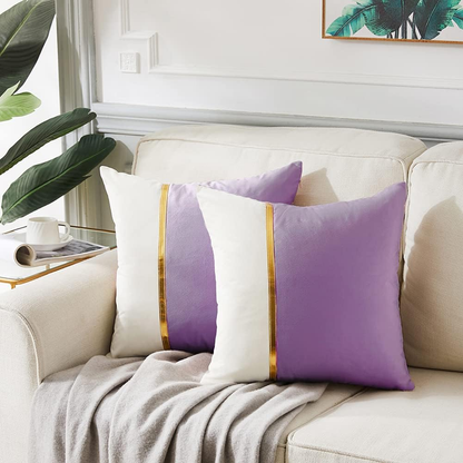 2 Packs Decorative Throw Pillow Covers 18X18 Inch for Living Room Couch Bed, Pur