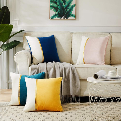 2 Packs Yellow Decorative Throw Pillow Covers 18X18 Inch for Living Room Couch B