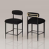 26 In. Black Boucle Counter Height Bar Stool (Set of 2) Dining Room Armless Chai