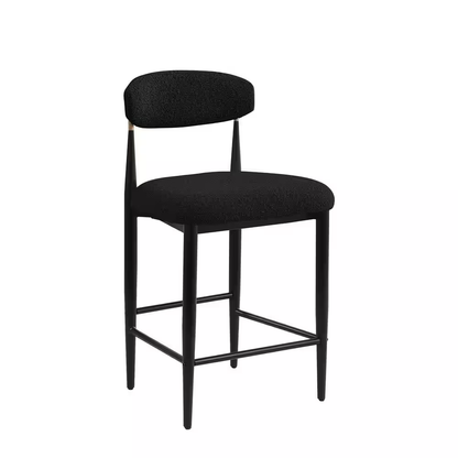 26 In. Black Boucle Counter Height Bar Stool (Set of 2) Dining Room Armless Chai