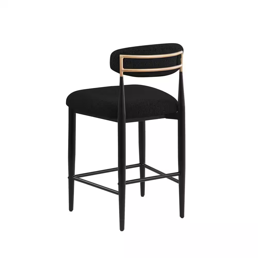 26 In. Black Boucle Counter Height Bar Stool (Set of 2) Dining Room Armless Chai