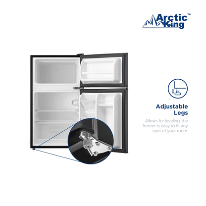 3.2 Cu Ft Two Door Mini Fridge with Freezer, Stainless Steel, E-Star