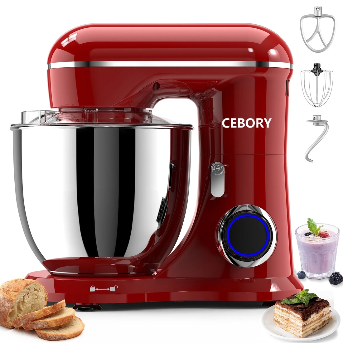 3-IN-1 Stand Mixer, 6.5 QT Tilt-Head 10-Speed Food Mixer, Kitchen Electric Mixer