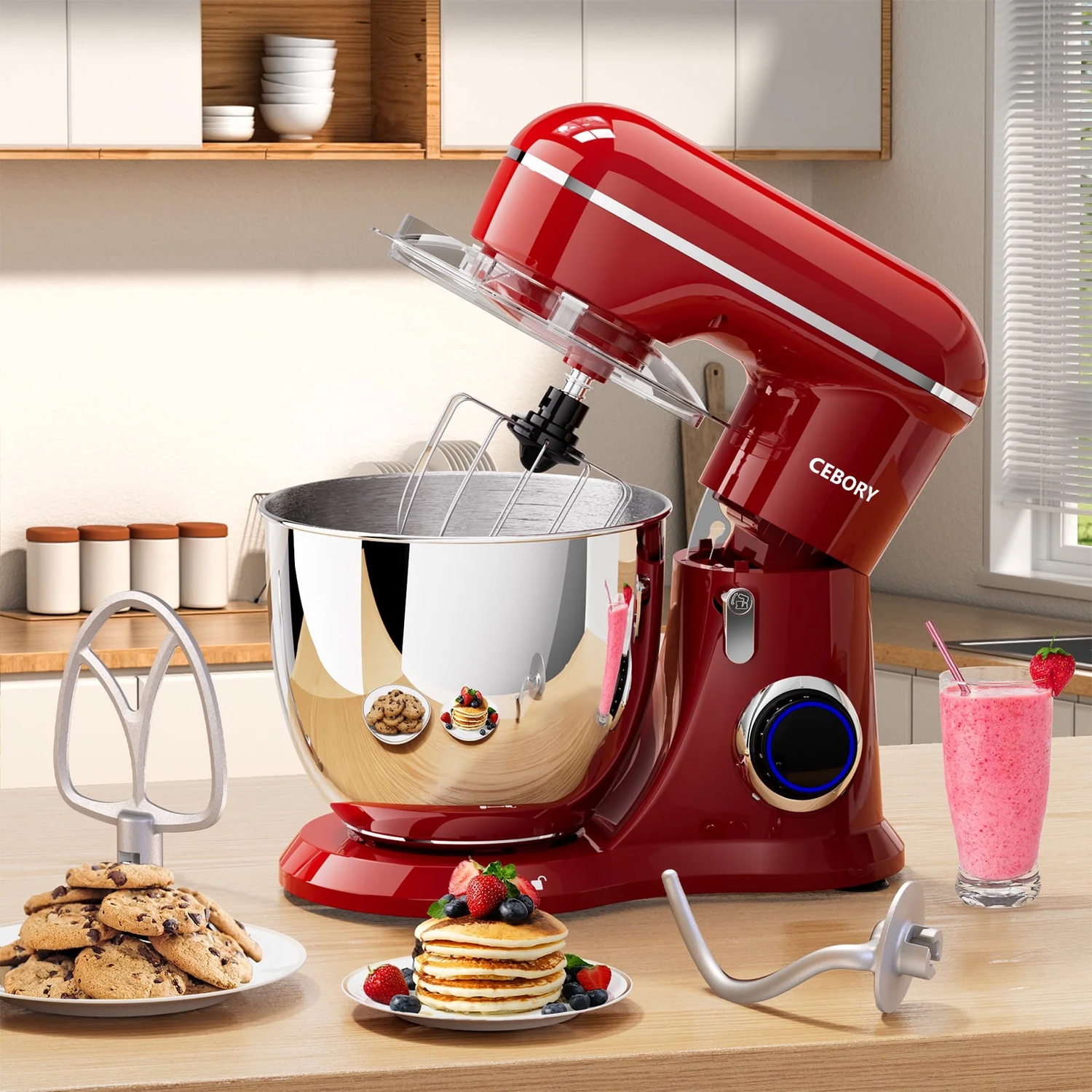 3-IN-1 Stand Mixer, 6.5 QT Tilt-Head 10-Speed Food Mixer, Kitchen Electric Mixer