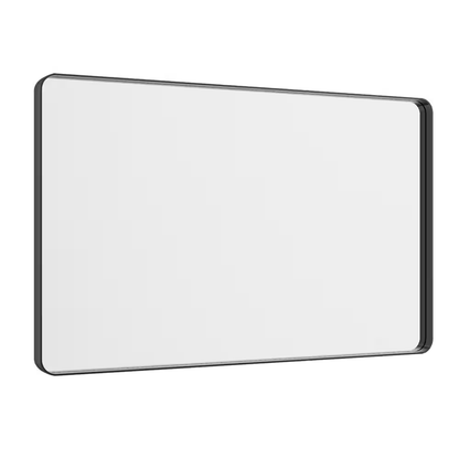 30 In. W X 48 In. H Rectangular Modern Aluminum Alloy Framed Rounded Black Wall 