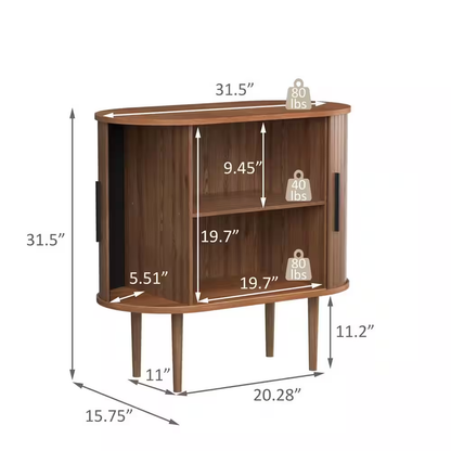 31.5 In. W Accent Storage Cabinet with Sliding Tambour Door and Curved Side Cabi