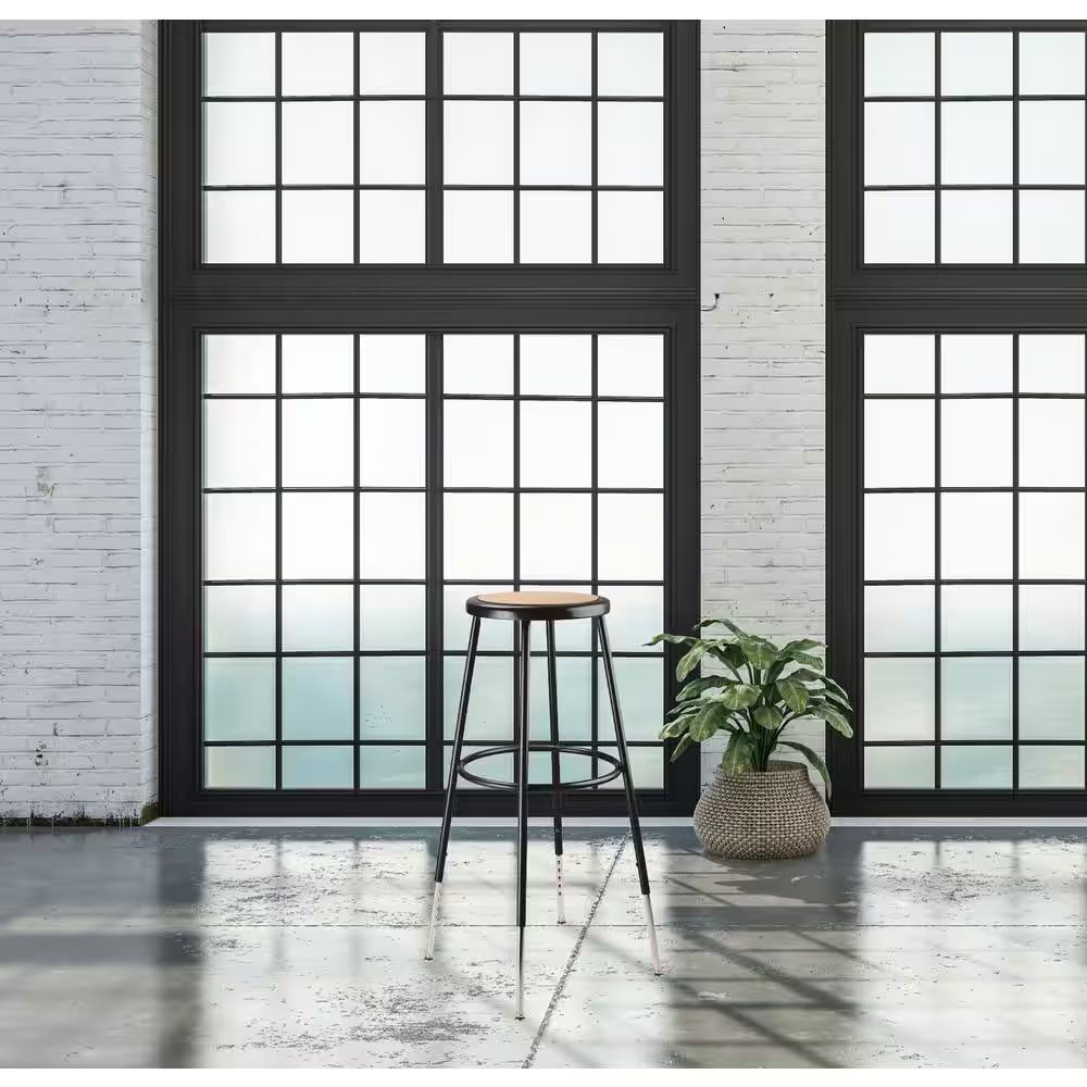 32 -39 In. Black Height Adjustable Heavy Duty Steel Frame Stool with Masonite Se