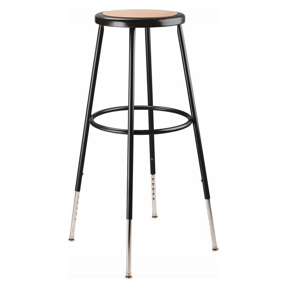32 -39 In. Black Height Adjustable Heavy Duty Steel Frame Stool with Masonite Se