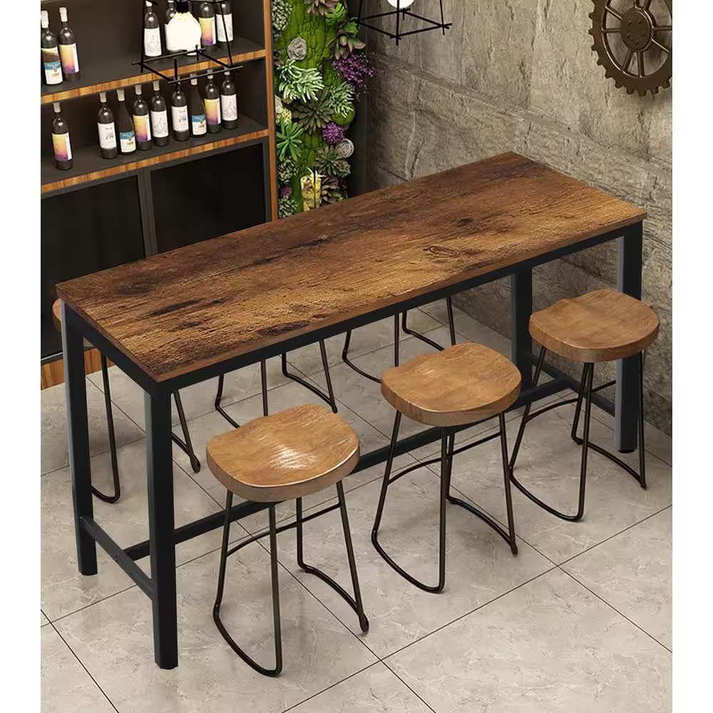 47.2 In. W X 23.6 In. D X 41.7 In. H Industrial Brown Pub Bar Table