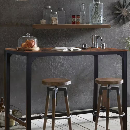47.2 In. W X 23.6 In. D X 41.7 In. H Industrial Brown Pub Bar Table