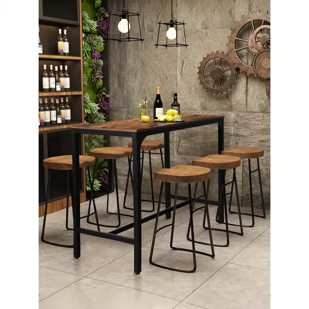 47.2 In. W X 23.6 In. D X 41.7 In. H Industrial Brown Pub Bar Table