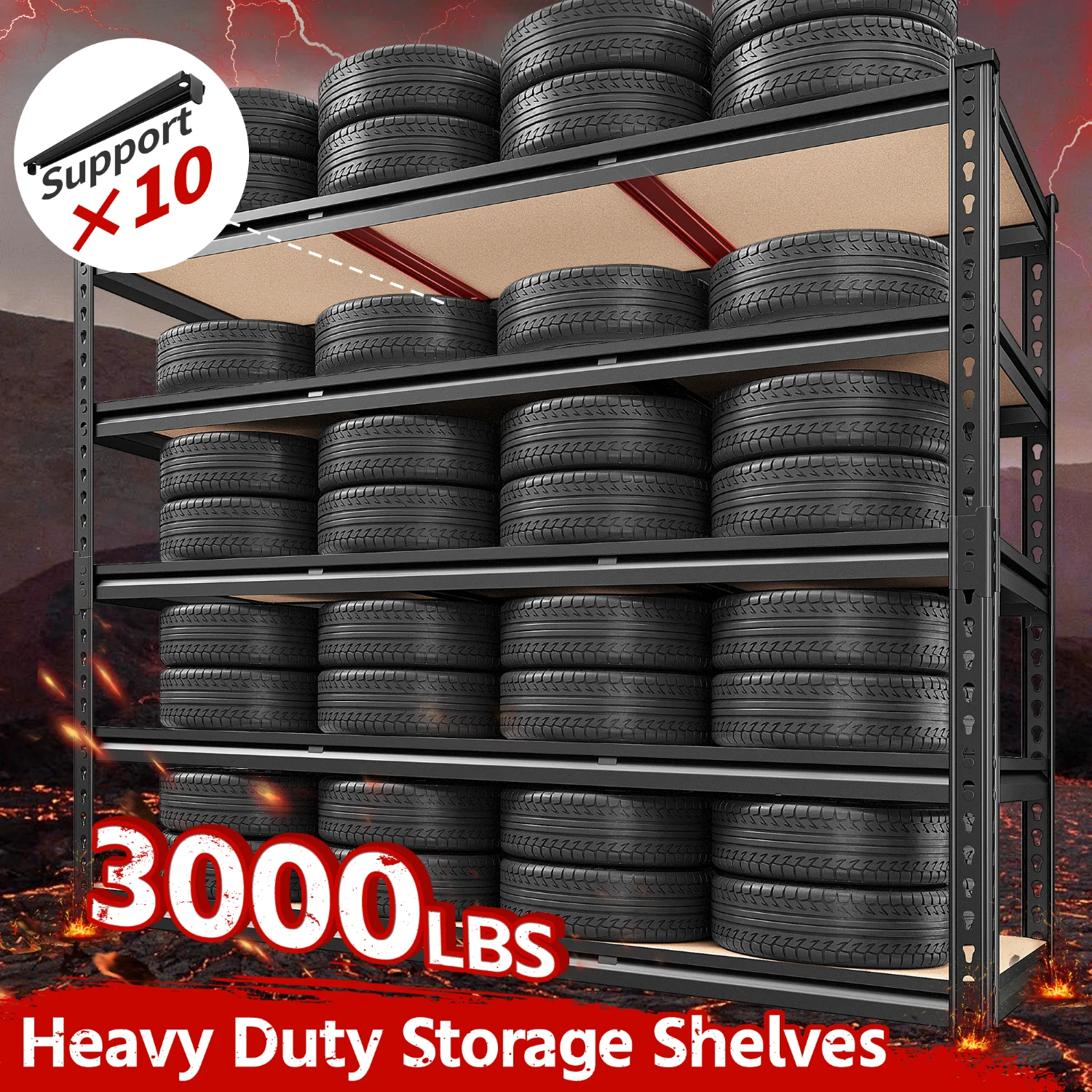 48&quot;W Heavy Duty Shelving 3000LBS Steel Shelving Adjustable Garage Storage Indust
