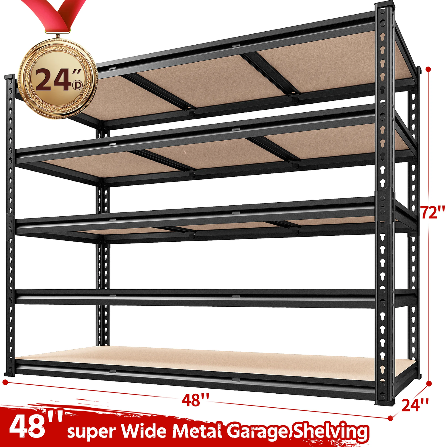 48&quot;W Heavy Duty Shelving 3000LBS Steel Shelving Adjustable Garage Storage Indust