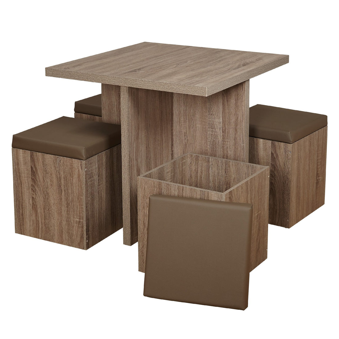5-Piece Dexter Dining Room/Kitchen Set with Storage Ottoman, Multiple Colors
