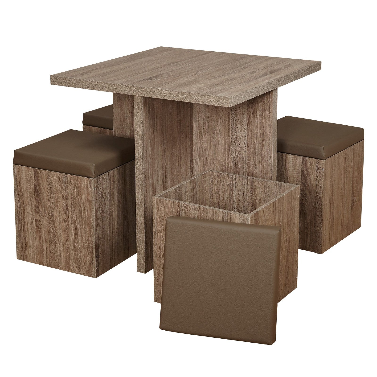 5-Piece Dexter Dining Room/Kitchen Set with Storage Ottoman, Multiple Colors