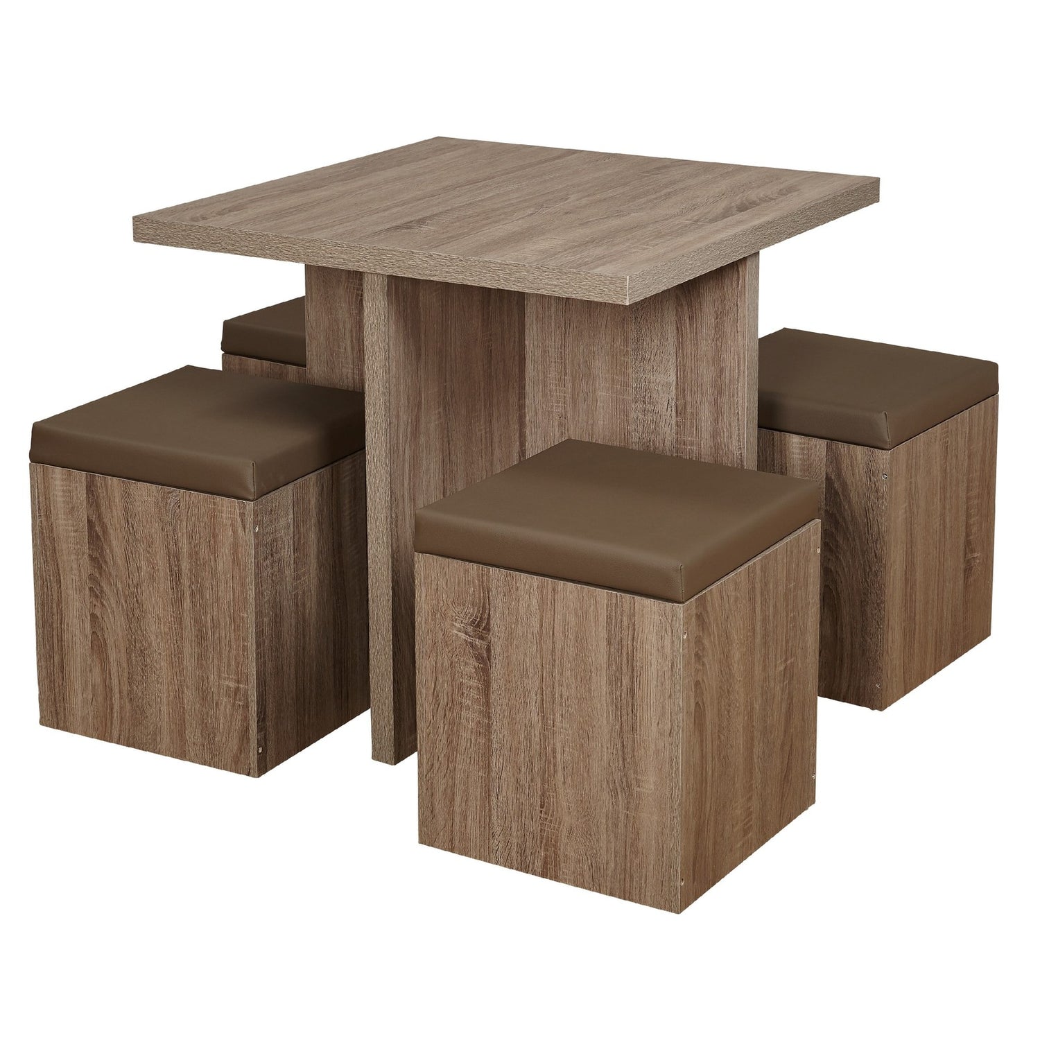 5-Piece Dexter Dining Room/Kitchen Set with Storage Ottoman, Multiple Colors