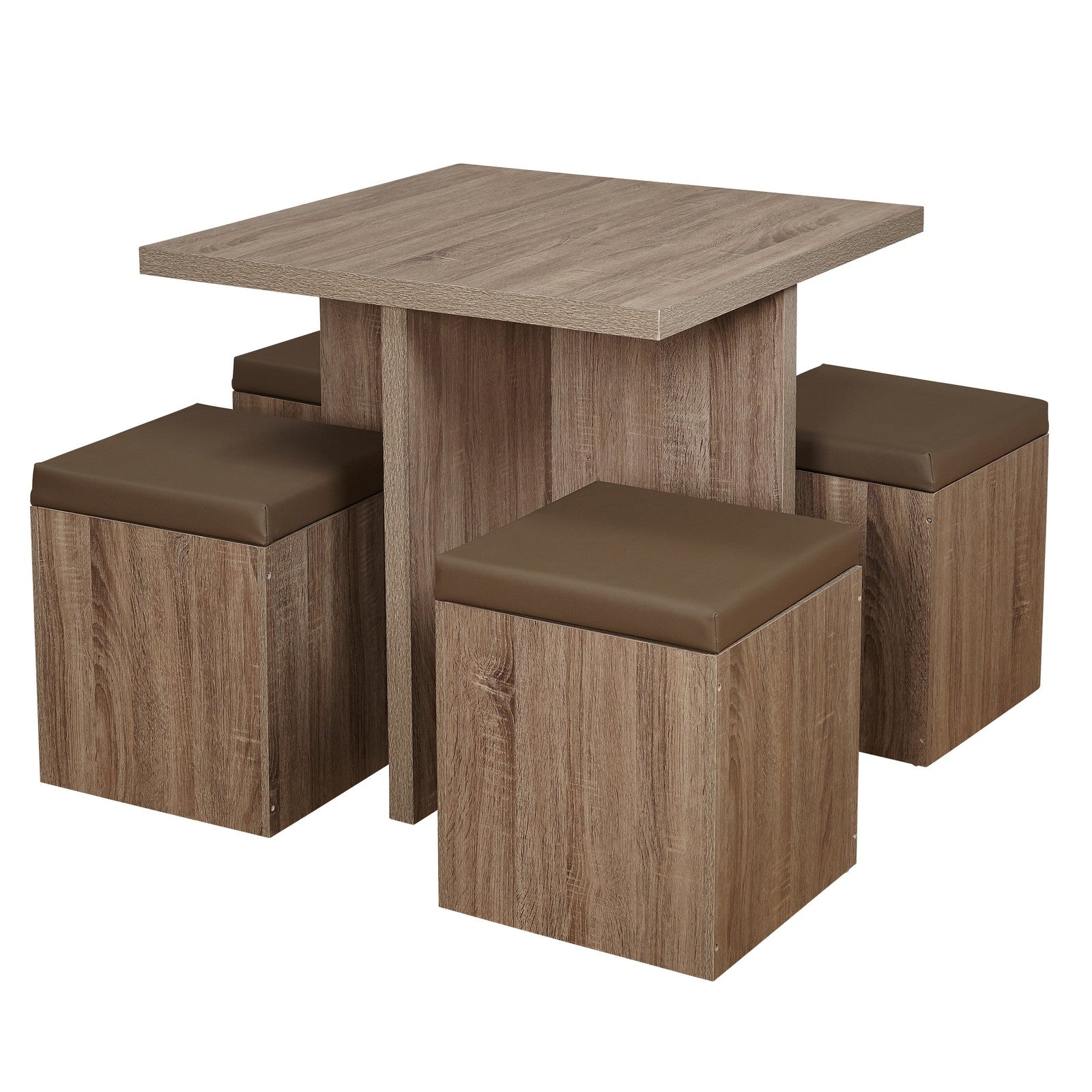 5-Piece Dexter Dining Room/Kitchen Set with Storage Ottoman, Multiple Colors