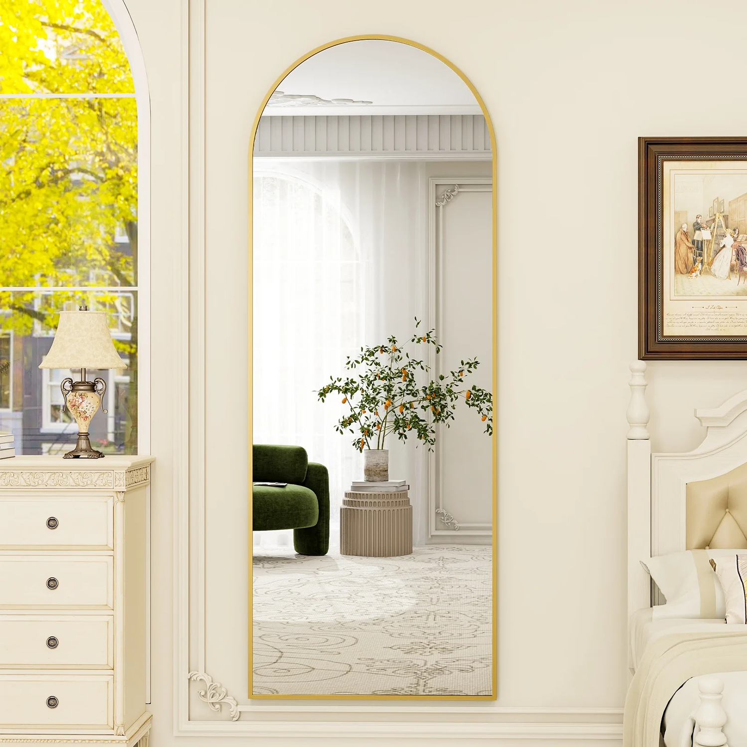64&quot;X 21&quot; Full Length Mirror Arched Standing Floor Mirror Full Body Mirror, Gold