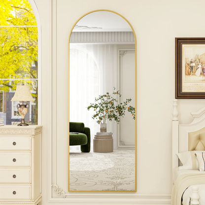 64&quot;X 21&quot; Full Length Mirror Arched Standing Floor Mirror Full Body Mirror, Gold