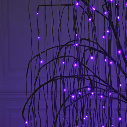 7 Ft. Purple Pre-Lit LED Halloween Tree Artificial Christmas Tree with Spiders a