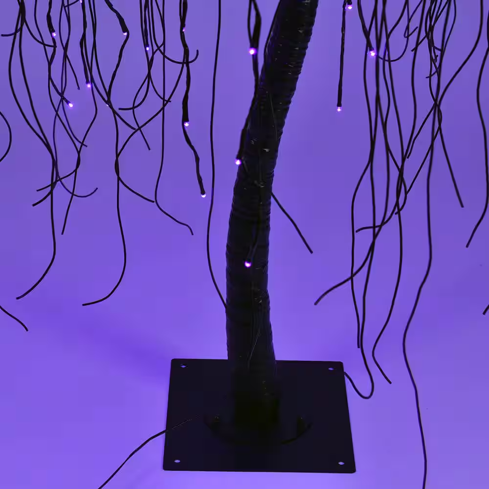 7 Ft. Purple Pre-Lit LED Halloween Tree Artificial Christmas Tree with Spiders a