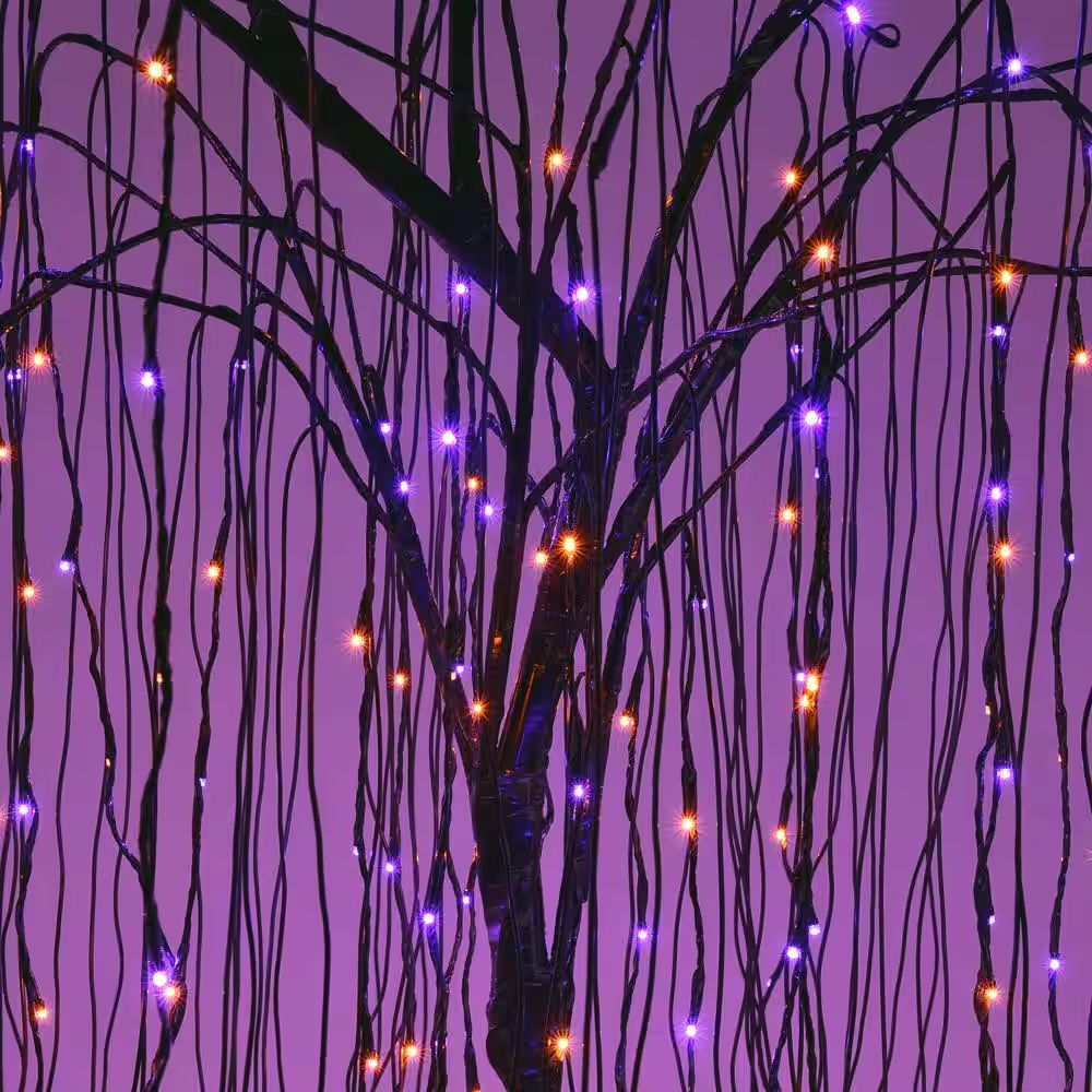 7 Ft. Purple Pre-Lit LED Halloween Tree Artificial Christmas Tree with Spiders a