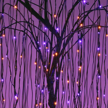 7 Ft. Purple Pre-Lit LED Halloween Tree Artificial Christmas Tree with Spiders a