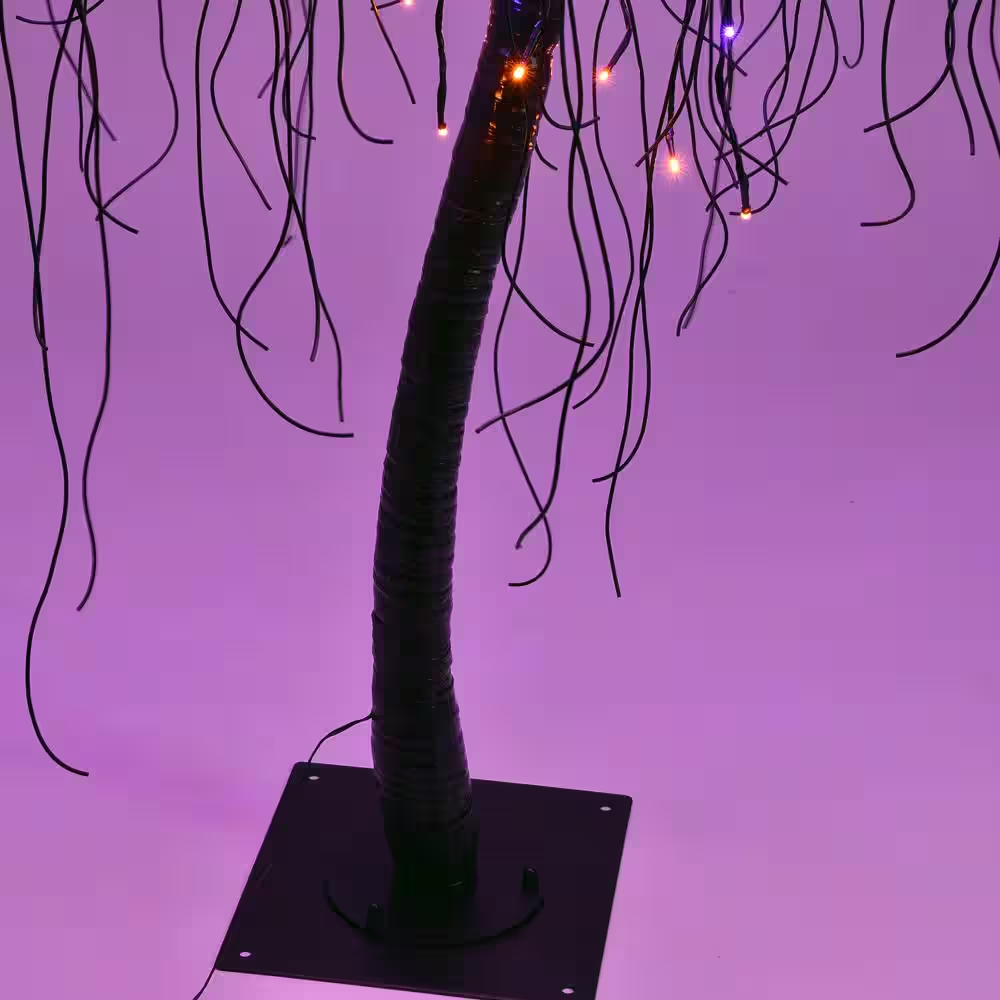 7 Ft. Purple Pre-Lit LED Halloween Tree Artificial Christmas Tree with Spiders a